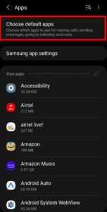 Choose default apps